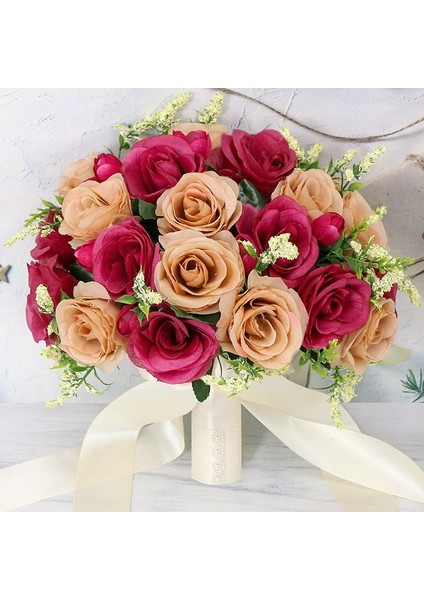 El Çiçeği C Gelin Nedime Düğün Buketi Ipek Kurdele Güller Yapay Çiçek Tutma Gelin Mariage Buketi Düğün Aksesuarları Şekerleri (Yurt Dışından) modelleri
