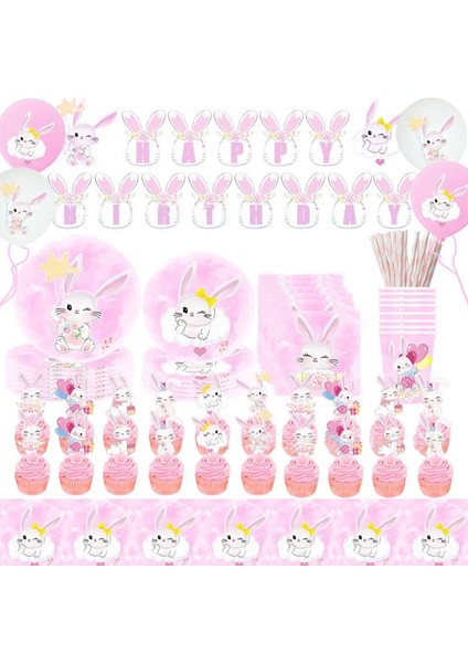108X80 cm Pembe Paskalya Tek Kullanımlık Sofra Karikatür Tavşan Peçete Tabağı Bunny Mutlu Paskalya Günü Dekor 2023 Kız Doğum Günü Partisi Favor (Yurt Dışından) fiyatları