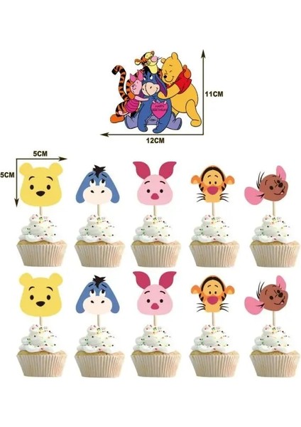 1 Paket Kek Topper Disney Winnie The Pooh Tema Çocuklar Için Doğum Günü Dekorasyon Fincan Plaka Masa Örtüsü Zemin Bebek Duş Doğum Günü Partisi Malzemeleri (Yurt Dışından)