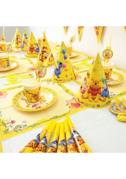 1 Paket Kek Topper Disney Winnie The Pooh Tema Çocuklar Için Doğum Günü Dekorasyon Fincan Plaka Masa Örtüsü Zemin Bebek Duş Doğum Günü Partisi Malzemeleri (Yurt Dışından) modelleri