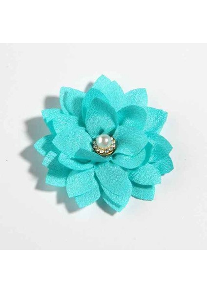 Turkuaz 10 Adet 5.5 cm 2.1 "küçük Katmanlı Yapay Kumaş Çiçek Düğün Butik Şifon Lotus Parti Zanaat Ev Saç Aksesuarları (Yurt Dışından)