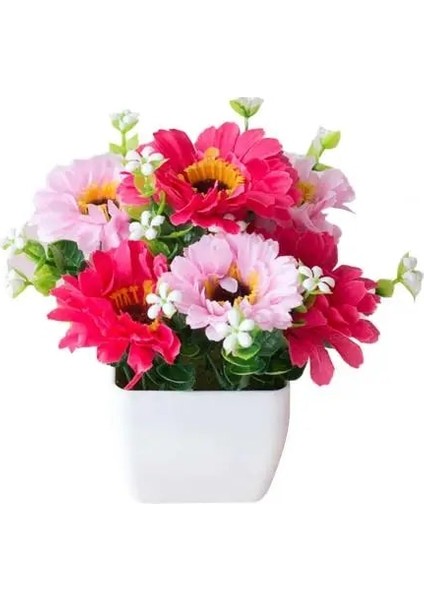 Gül Kırmızı Yapay Kasımpatı Çiçeği Saksı Bitki Gerçekçi Gypsophila Ahşap Saksı Bonsai Ev Bahçe Süsleri Dekorasyon (Yurt Dışından)