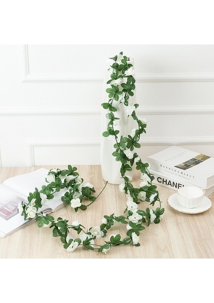 Beyaz 250 cm Gül Yapay Çiçekler Noel Çelenk Düğün Ev Odası Dekorasyon Için Bahar Sonbahar Bahçe Kemer Dıy Sahte Bitki Vine (Yurt Dışından)