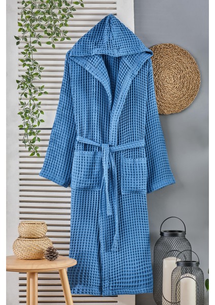 Unisex Petek Desenli Pike Bornoz - Pamuk, Yumuşak ve Doğal Bornoz