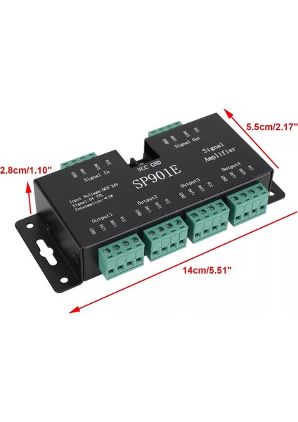Rgb Sinyal Amplifikatörü Tekrarlayıcı Adreslenebilir Programlanabilir LED Şerit SP901E Piksel Kontrol Cihazı