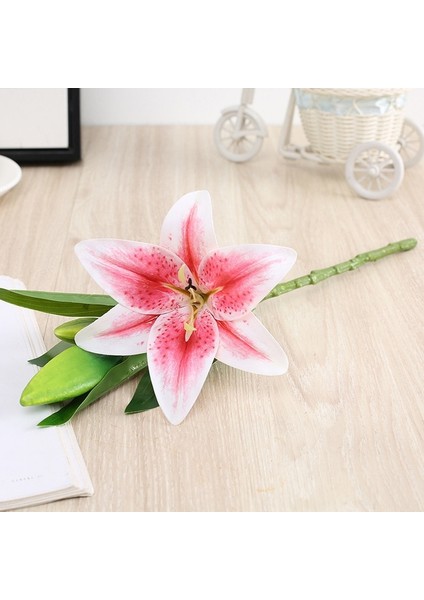 Pembe Yapay Ipek Çiçekler Sahte Zambak Buketi 41 cm Uzunluğunda Dıy Yaratıcı Buket Arkadaşlar Için Hediye Olarak Öğretmek ve Taze Oturma Odası Dekoru (Yurt Dışından)