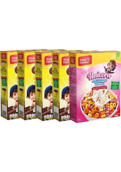 Turk Garden Choco Shells + Unıcorn Mısır Gevreği 500 gr 5'li Karışık Paket