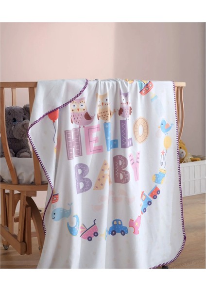 Hello Baby Dijital Baskı Polar Bebek Battaniye 80X110CM