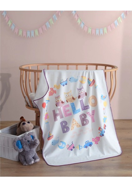 Hello Baby Dijital Baskı Polar Bebek Battaniye 80X110CM