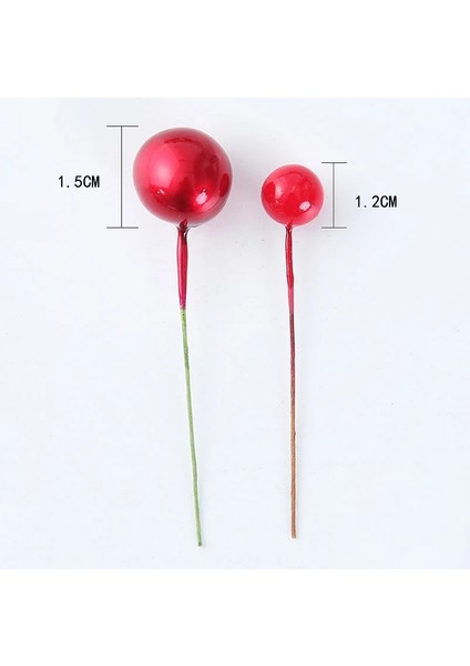 1.5 cm -Gümüş 50 Adet 50/100 Adet/grup Mini Plastik Berry Yapay Çiçek Kırmızı Kiraz Sedefli Ercik Düğün Noel Pastası Kutusu Çelenkler Dekorasyon (Yurt Dışından)