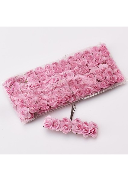 Pembe 144 Adet/grup 1.5 cm Mini Kağıt Gül Yapay Çiçekler Düğün Dekorasyon Için Eller Scrapbooking Küçük Sahte Çiçek Buketi (Yurt Dışından)