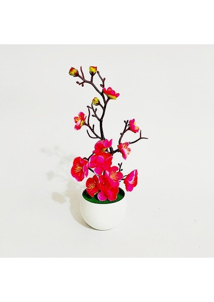 Gül Kırmızı 1 Adet Bonsai Ipek Çiçek Erik Yapay Saksı Bitkileri Çiçekleri Simülasyon Kış Erik Şube Vazolar Düğün Ev Odası Süslemeleri (Yurt Dışından)