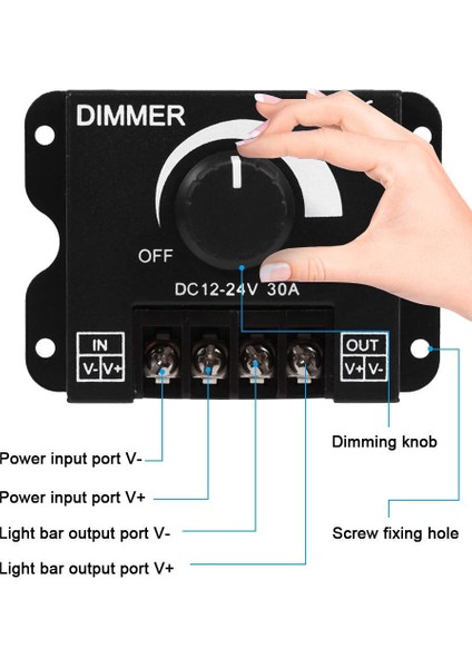 Dimmer Dc 12V-24V 30A LED Işık Bandı Regülatörü LED Şeritler Için Işık Kontrolü Siyah Karartma Cihaz fırsatları