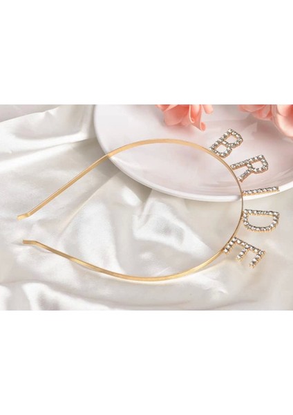 Altın Gold Renk Bekarlığa Veda Kristal Taş Bride Tacı İthal fırsatları