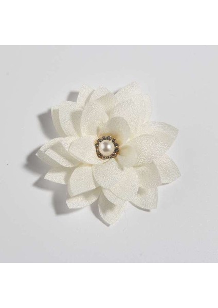 Krem 10 Adet 5.5 cm 2.1 "küçük Katmanlı Yapay Kumaş Çiçek Düğün Butik Şifon Lotus Parti Zanaat Ev Saç Aksesuarları (Yurt Dışından)