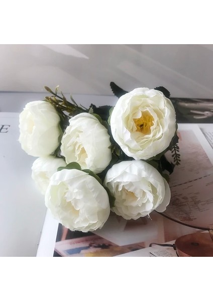 27 2022 Güzel Gül Şakayık Yapay Ipek Çiçekler Küçük Buket Flores Ev Partisi Bahar Düğün Dekorasyon Sahte Çiçek (Yurt Dışından)