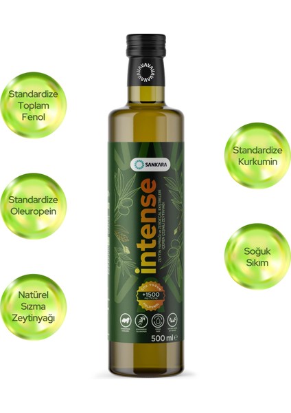 Ultra Yüksek Polifenollü +1500 Intense Zeytinyağı 500 ml