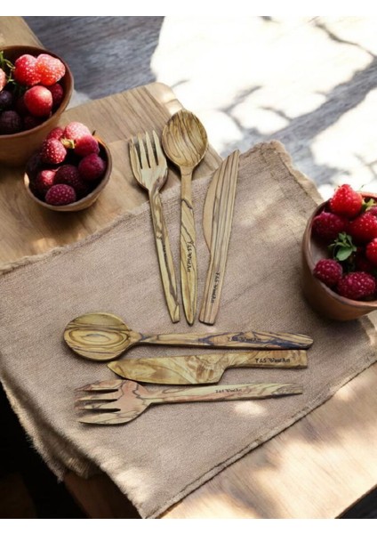 Zeytin Ağacı 6 Parça 2 Kişilik Set Bıçak - Çatal - Kaşık Servis Sofra seti modelleri