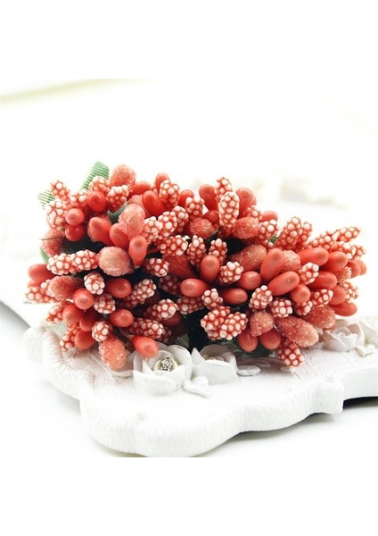 Turuncu 12 Adet Mini Tomurcuk Organlarındaki Aile Bahçesi El Yapımı Yapay Buket Düğün Merry Christmas Dekorasyon Dıy Inci Zanaat Sahte Çiçekler (Yurt Dışından)