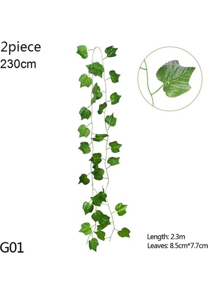 G01-2PCS-LEAFES Wisteria Yapay Çiçek Asma Sarmaşık Yaprağı Çelenk Ipek Gül Çiçek Rattan Dize Asma Düğün Kemer Çiçek Ev Bahçe Dekorasyonu (Yurt Dışından)