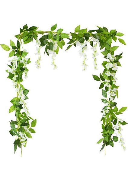 Beyaz Wisteria 180 cm Sahte Sarmaşık Wisteria Çiçekler Yapay Bitki Vine Garland Odası Bahçe Süslemeleri Düğün Kemer Bebek Duş Çiçek Dekor (Yurt Dışından)
