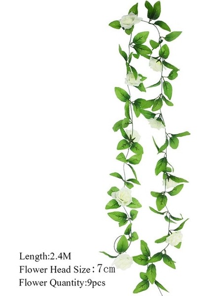 F12 Beyaz Yeşil Asma 2.3 M Çiçek Çelenk Yapay Çiçek Dize Yaprakları ile Ipek Sakura Kiraz Çiçeği Sarmaşık Asma Ev Bahçe Düğün Kemer Dekor Için (Yurt Dışından)