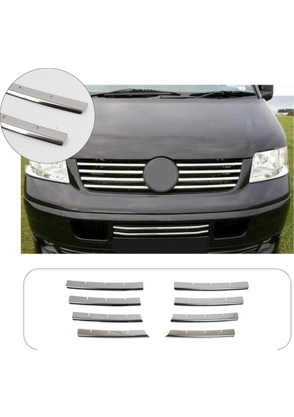 Volkswagen Transporter T5 2003-2009 Krom Ön Panjur 8 Parça Paslanmaz Çelik