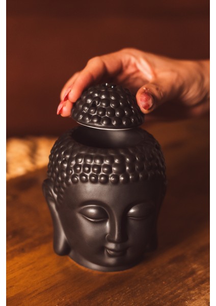 Buddha Seramik Buhurdanlık Siyah
