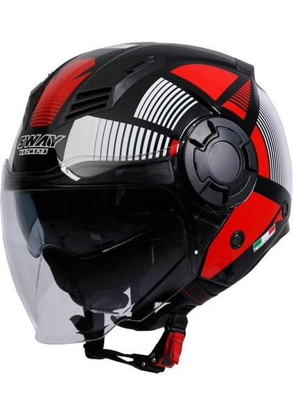 Kask Sway SW766 Yarım Geko Black Red