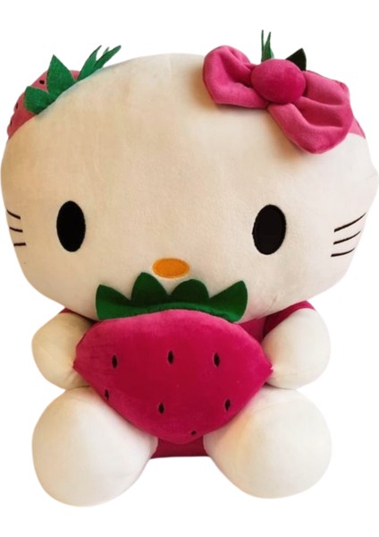 Çilekli Tokalı Peluş Fuşya 50CM