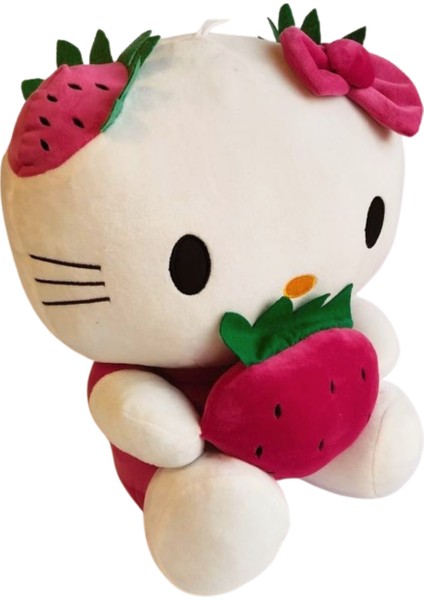 Çilekli Tokalı Peluş Fuşya 50CM