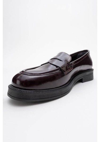 Pline Bordo Rugan Deri Kadın Loafer Ayakkabı