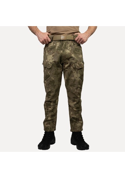 Askeri Kamuflaj Desenli 1062 8 Cepli Softshell Pantolon, İçi Polarlı Softshell Pantolon