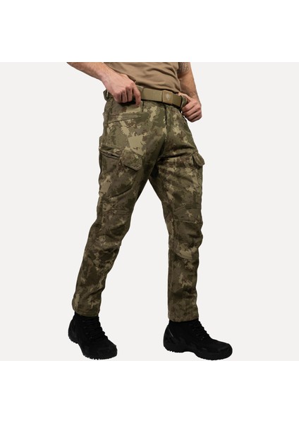 Askeri Kamuflaj Desenli 1062 8 Cepli Softshell Pantolon, İçi Polarlı Softshell Pantolon