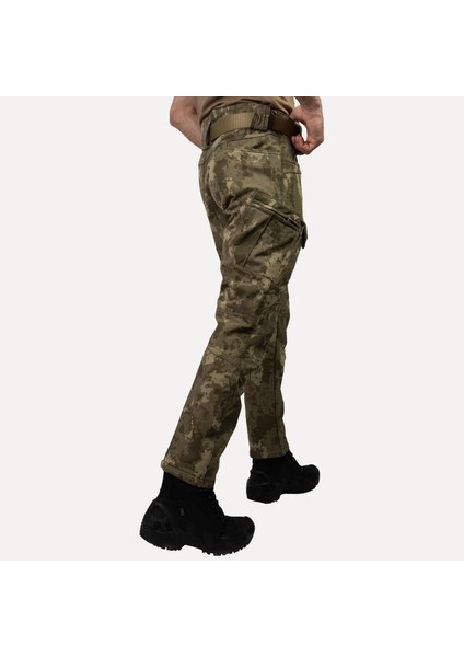 Askeri Kamuflaj Desenli 1062 8 Cepli Softshell Pantolon, İçi Polarlı Softshell Pantolon