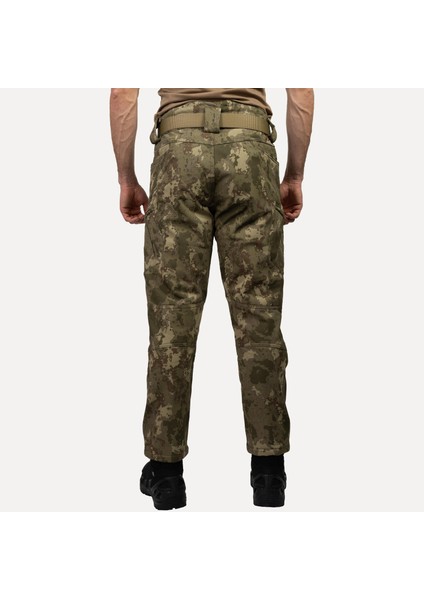 Askeri Kamuflaj Desenli 1062 8 Cepli Softshell Pantolon, İçi Polarlı Softshell Pantolon