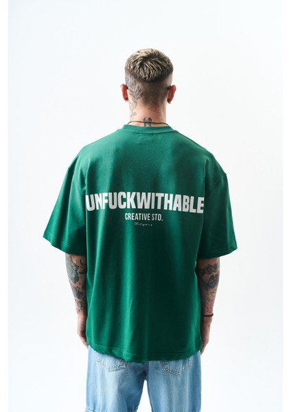 Erkek Unfuckwithable Baskılı Oversize T-Shirt Nefti modelleri