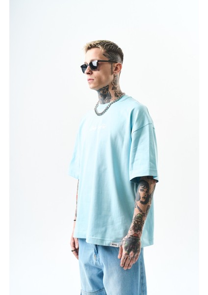 Erkek Destroy Baskılı Oversize T-Shirt Bebe Mavi fiyatları