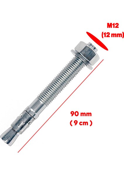 Saplamalı Klipsli Çelik Dübel M12X90 mm Raf Montaj Bağlantı Zemin Monte Tavan Beton Asma Aparat fiyatları