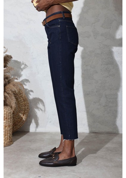 Rins Yıkamalı Yüksek Bel Boyfit Jean