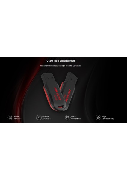 Hıksemı Rnb, HS-USB-M200R, 64GB, USB 2.0, Ince ve Taşınabilir, Veri Koruma, Flash Disk