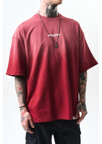Erkek Unfuckwithable Baskılı Oversize T-Shirt Bordo fırsatları