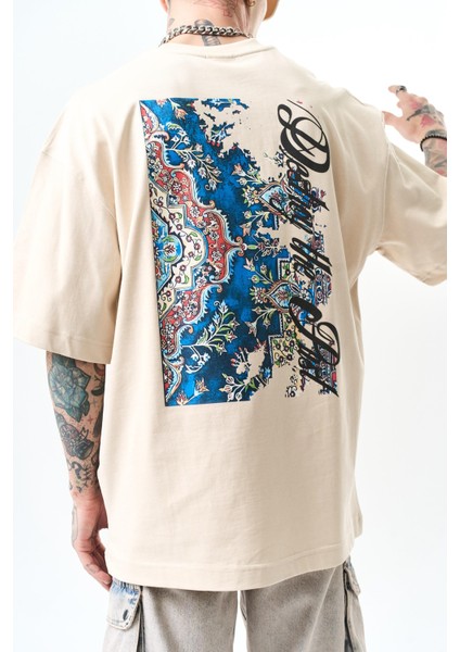 Erkek California Baskılı Oversize T-Shirt Siyah