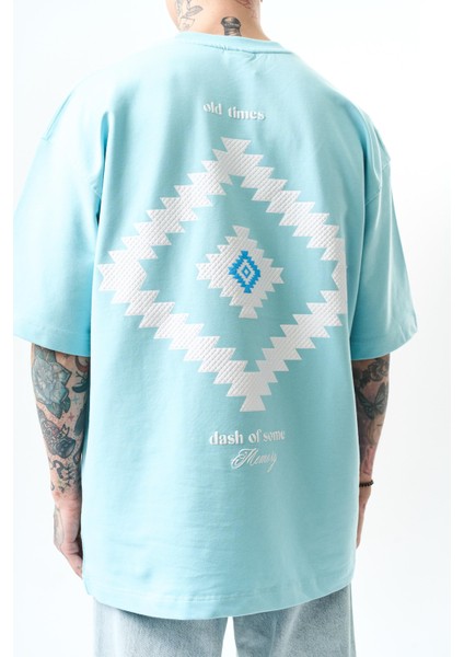 Erkek Memory Baskılı Oversize T-Shirt Bebe Mavi indirimleri