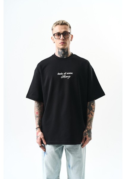 Erkek Memory Baskılı Oversize T-Shirt Siyah