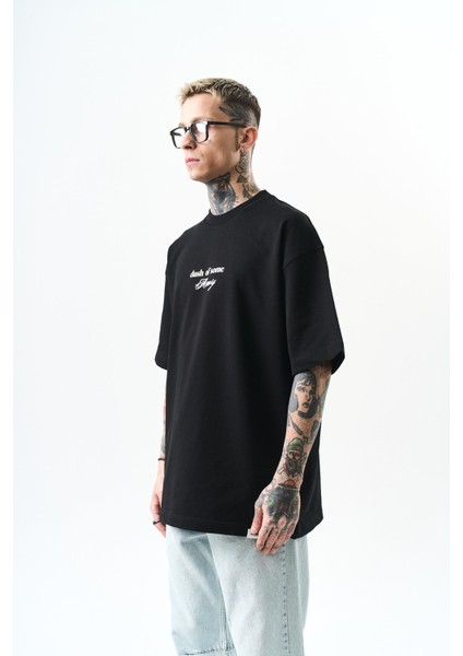 Erkek Memory Baskılı Oversize T-Shirt Siyah fiyatları