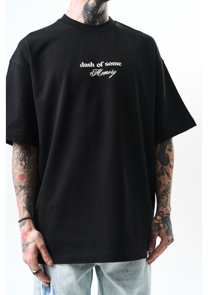 Erkek Memory Baskılı Oversize T-Shirt Siyah fırsatları