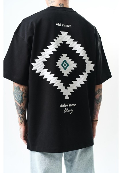 Erkek Memory Baskılı Oversize T-Shirt Siyah indirimleri