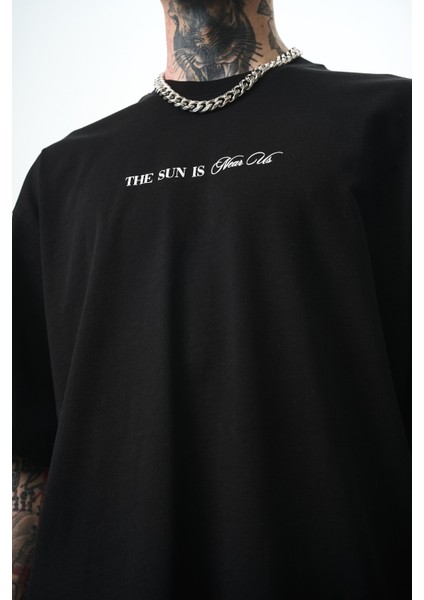 Erkek Palm Baskılı Oversize T-Shirt Siyah fırsatları