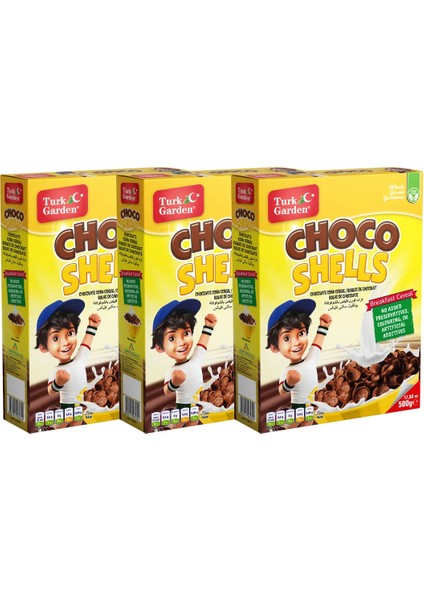 Turk Garden Choco Shells Çikolatılı Mısır Gevreği 500 gr 3'lü Paket